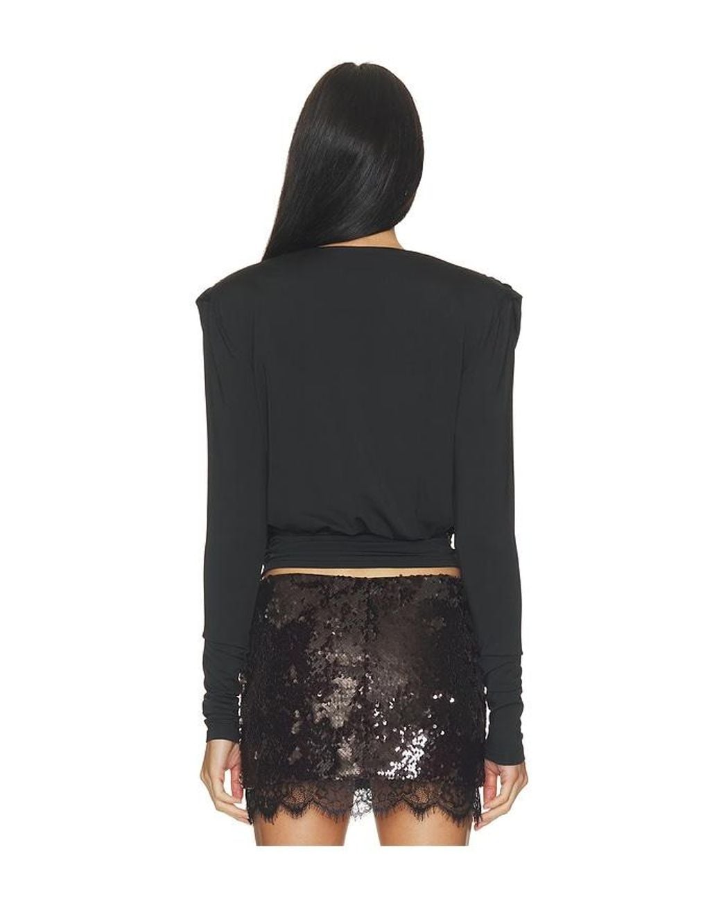 ALL THE WAYS Black Emma Drape Front Top