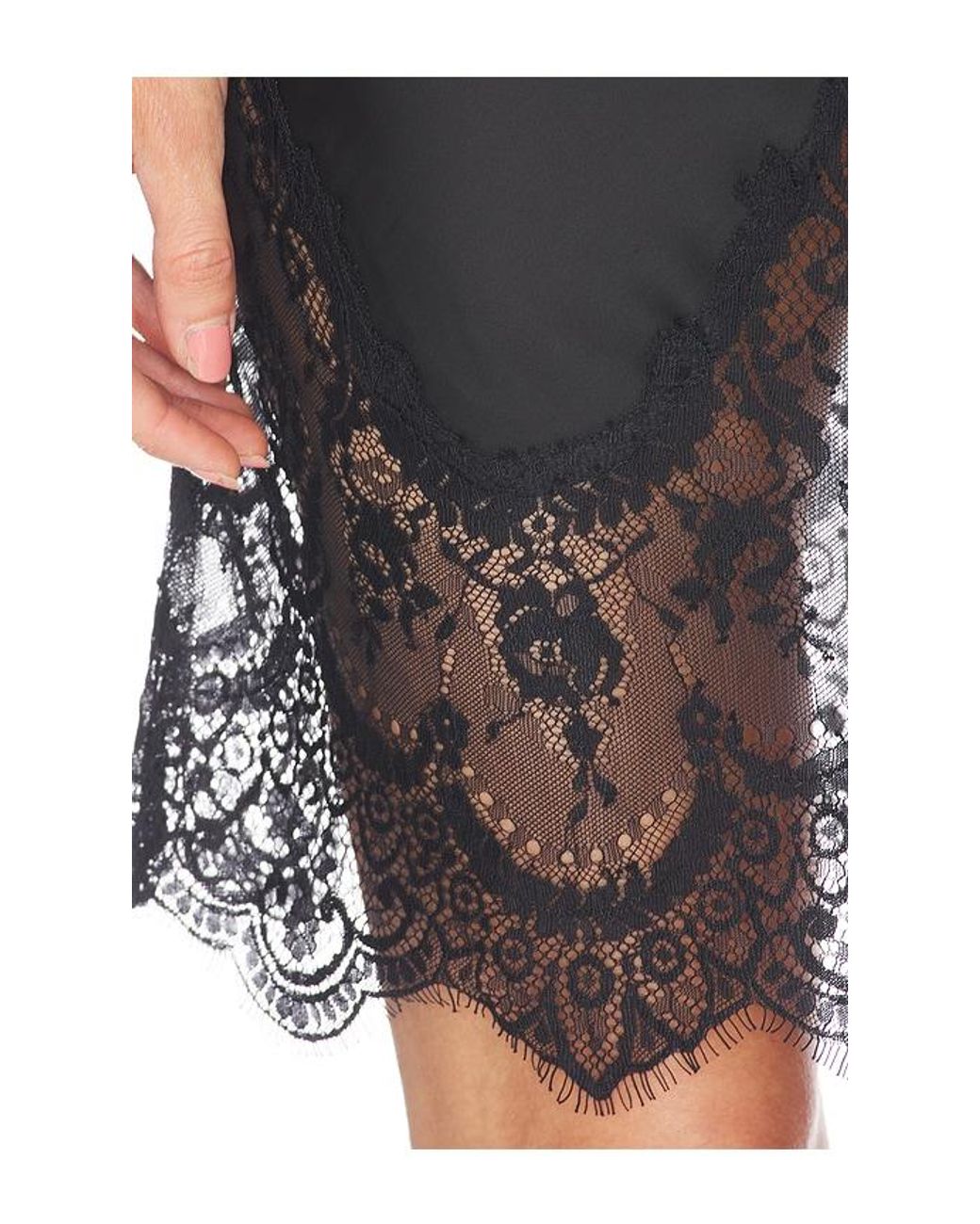Norma Kamali Black Bias Slip Dress To Knee With Lace