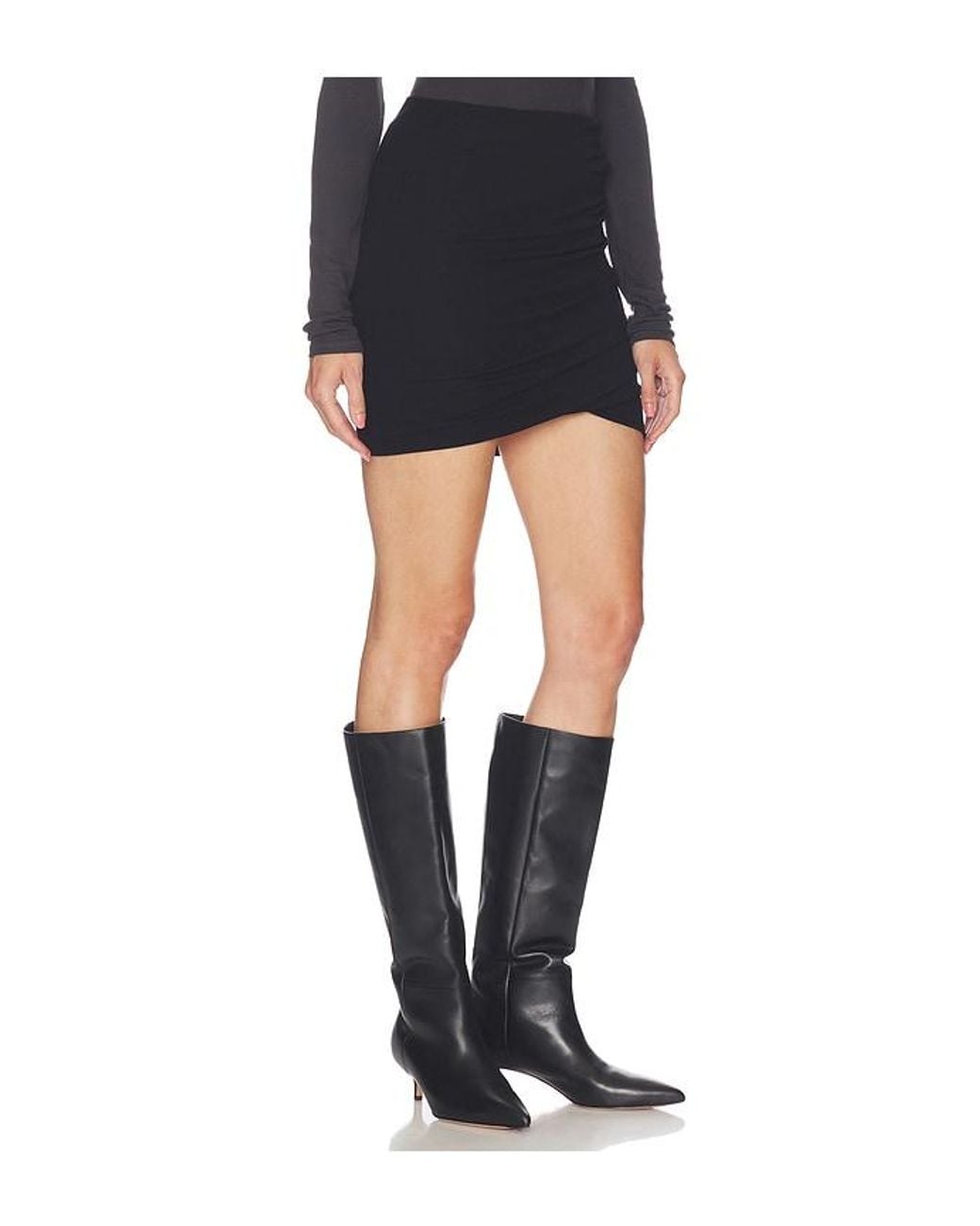Enza Costa Black Silk Rib Twist Skirt