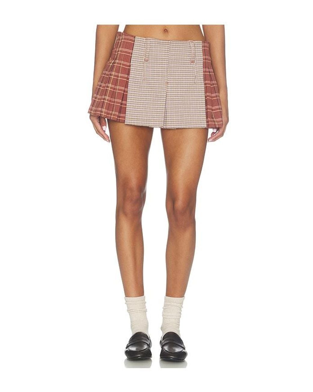 Free People Multicolor Sherry Pleated Mini Skirt
