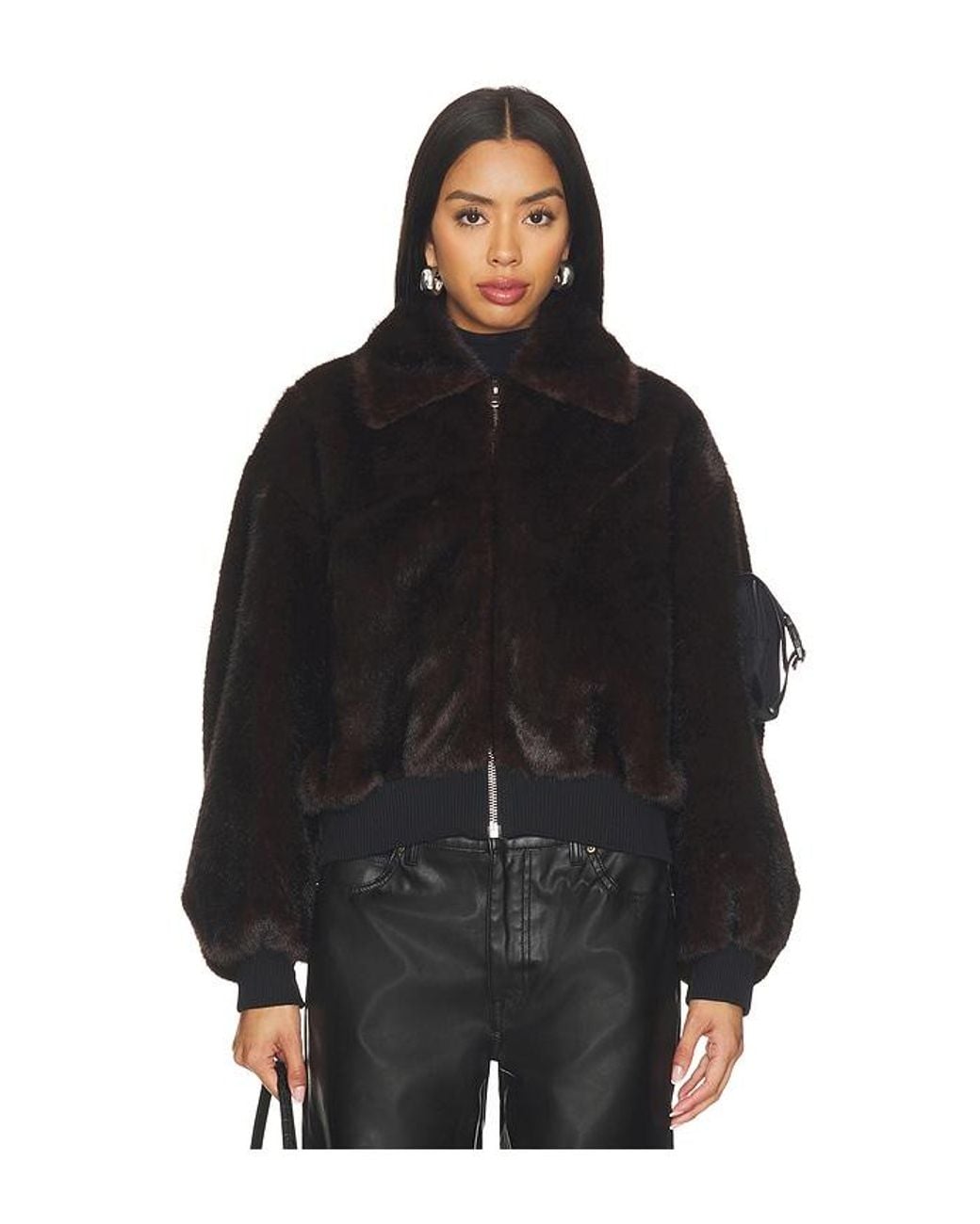Coperni Black Faux Fur Bomber Jacket