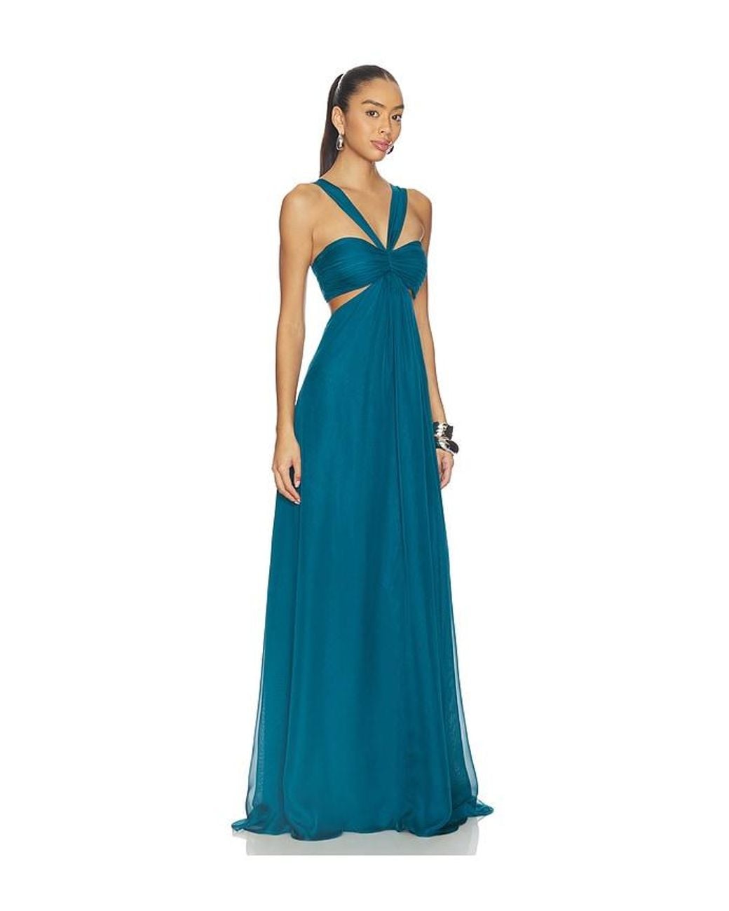 retroféte Blue Meira Chiffon Dress