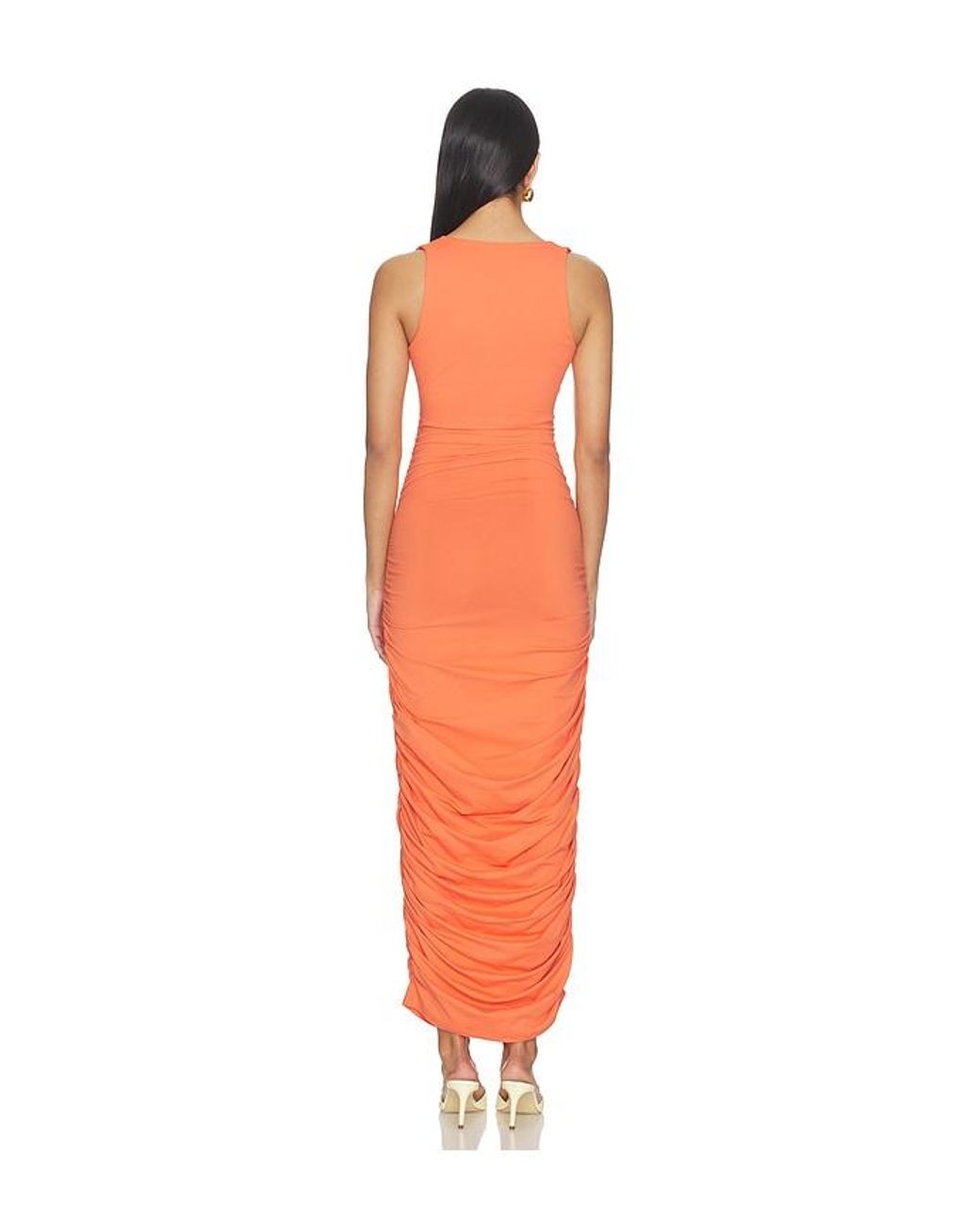 Susana Monaco Orange Square Wire Gathered Tank Dress