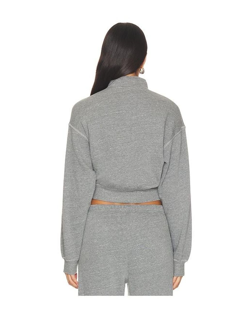 ÉTERNE Gray Tri-Blend Fleece Cropped Half-Zip Sweatshirt