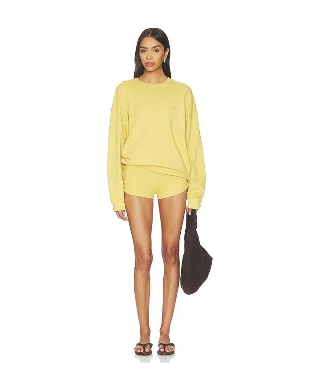ÉTERNE Yellow Lightweight French Terry Mini Track Short