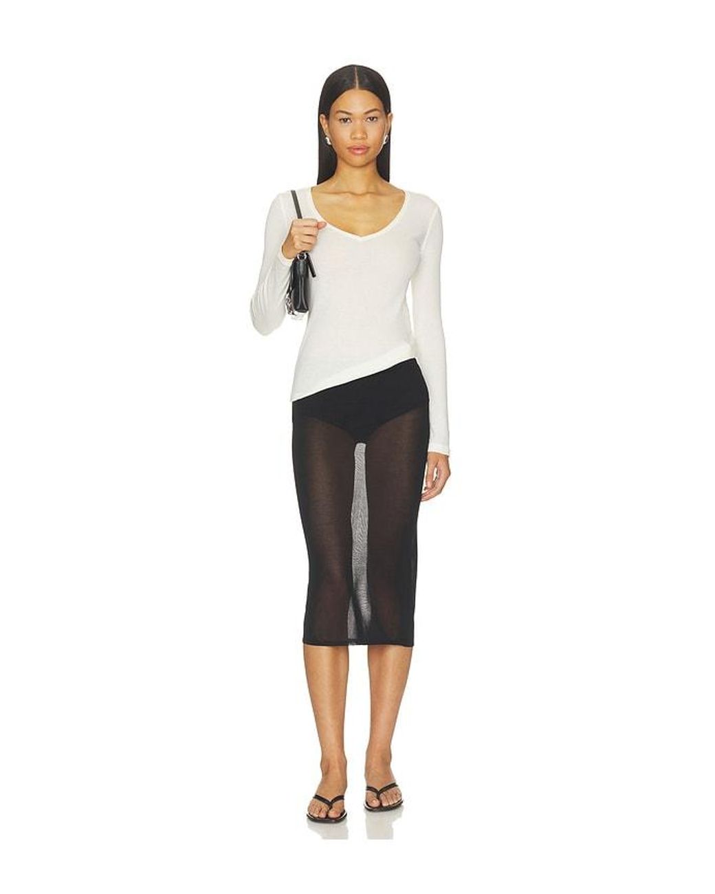GRLFRND White Sheer V-Neck Tee