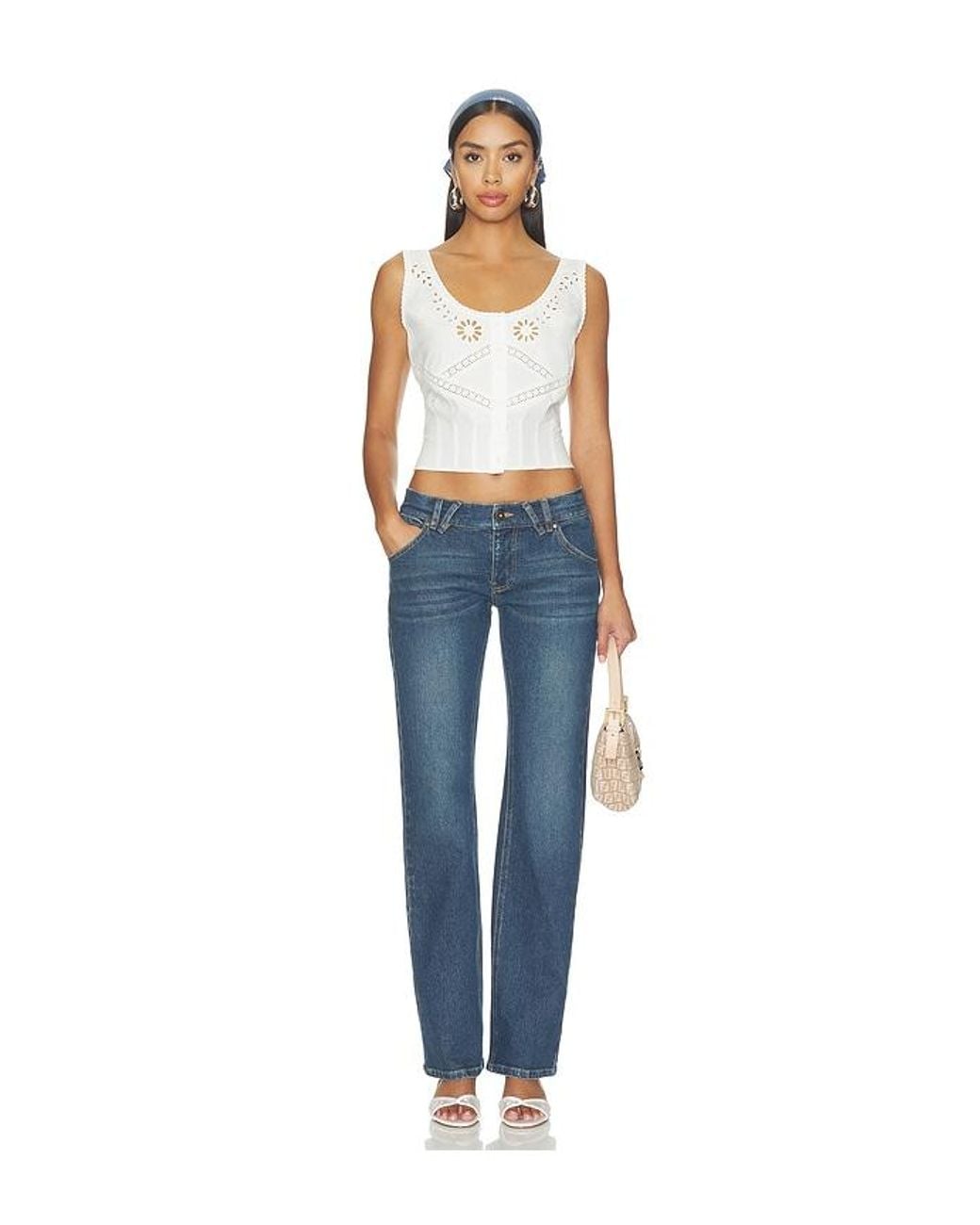 Frankie's Bikinis Blue X Devon Lee Carlson Ever Cotton Blouse