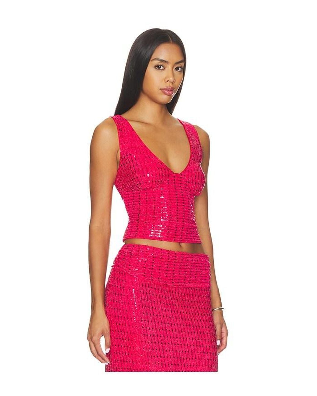 Runaway the Label Pink Retta V-Neck Top