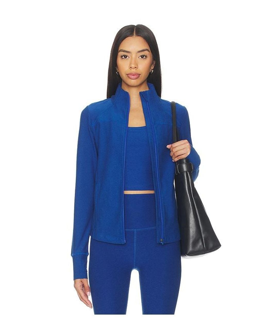 Beyond Yoga Blue Spacedye Trails Active Jacket
