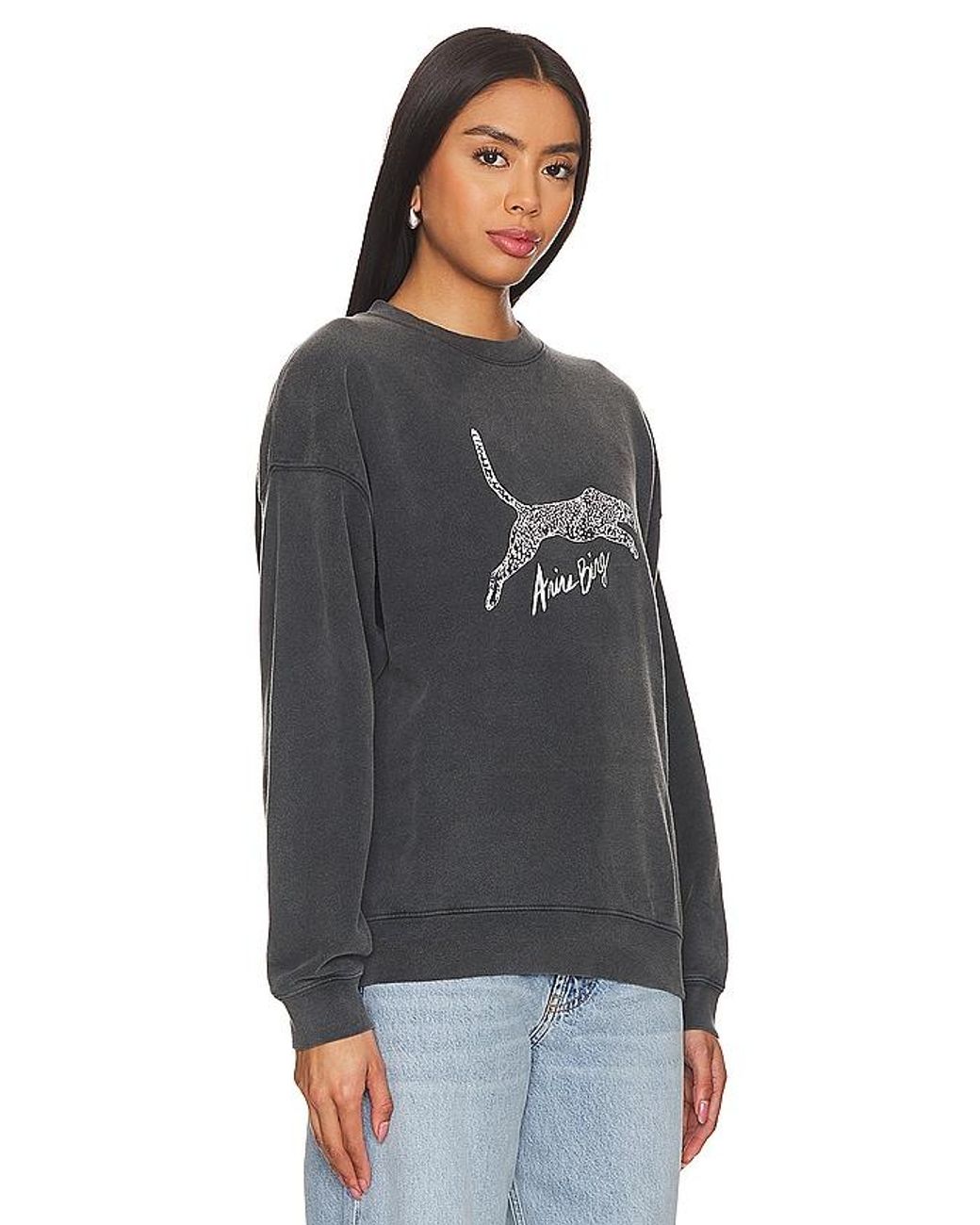 【アニービン】SPENCER SWEATSHIRT SPOTTED スウェット Washed Black Spencer Sweatshirt Spotted Leopard | Anine Bing