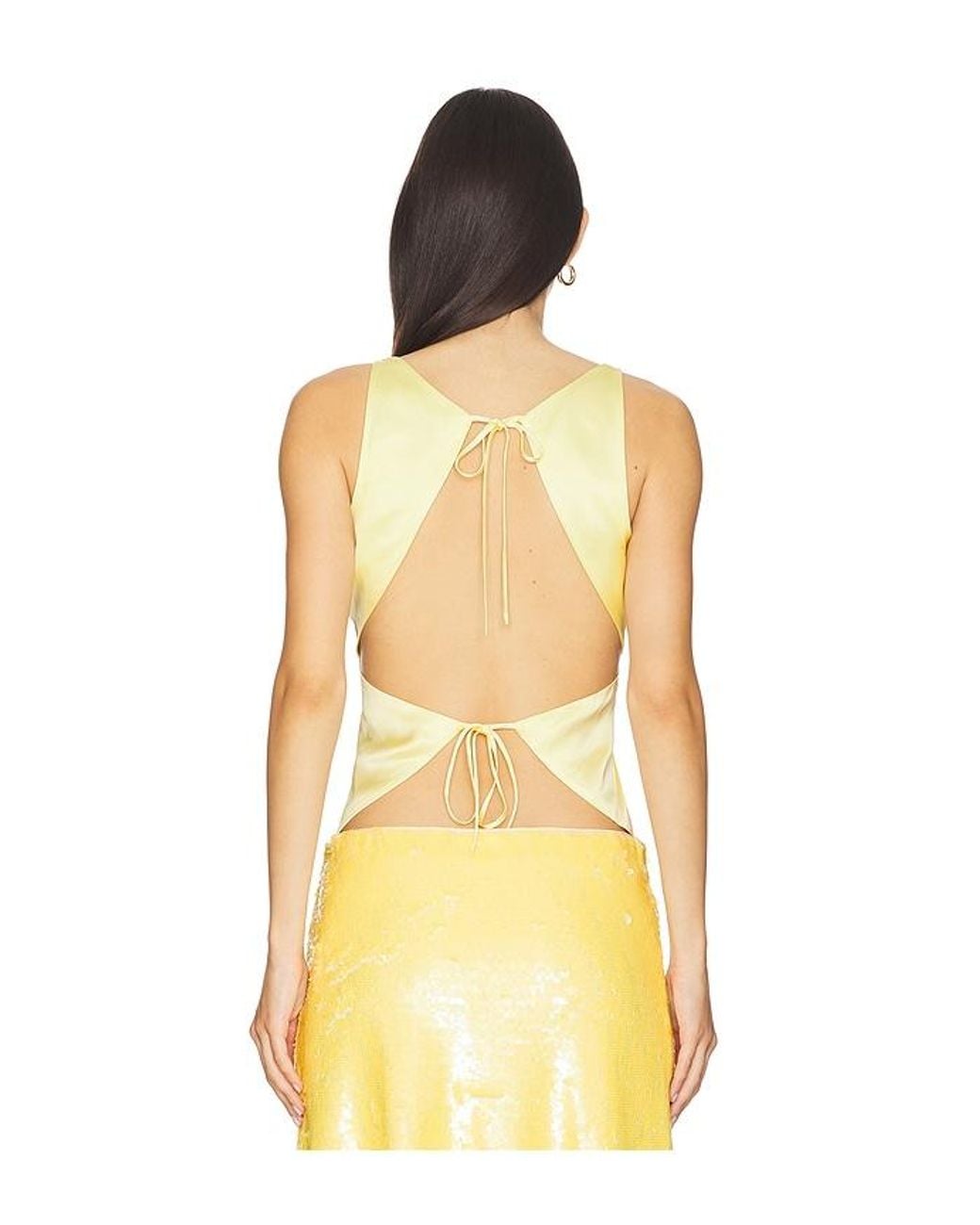 GUIZIO Yellow Regine Cowl Neck Top