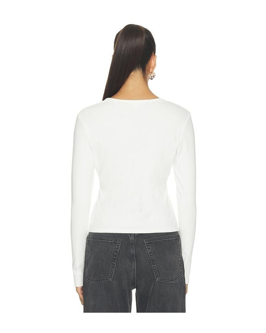 GOOD AMERICAN White The Rib V Neck Cardigan