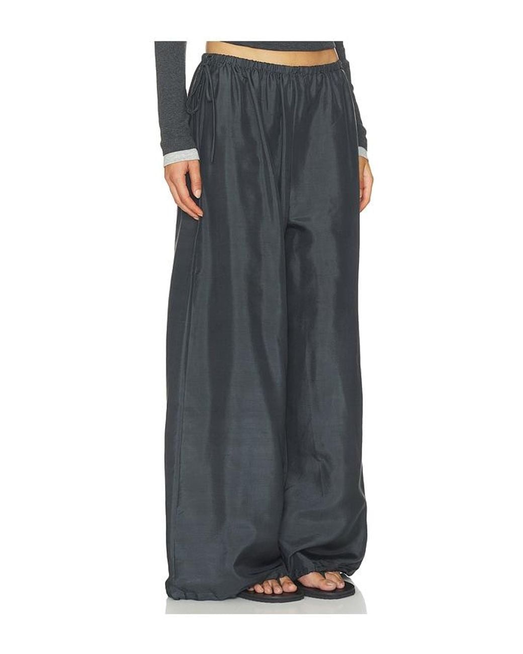 St. Agni Black Silk Adjustable Balloon Pants