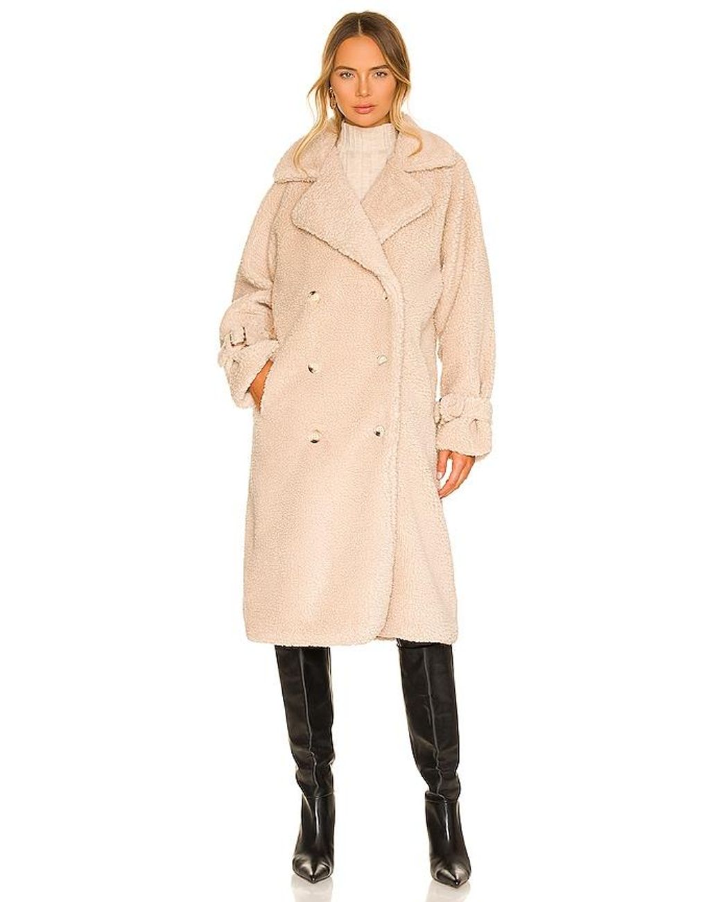 Lamarque Natural Malani Faux Fur Coat