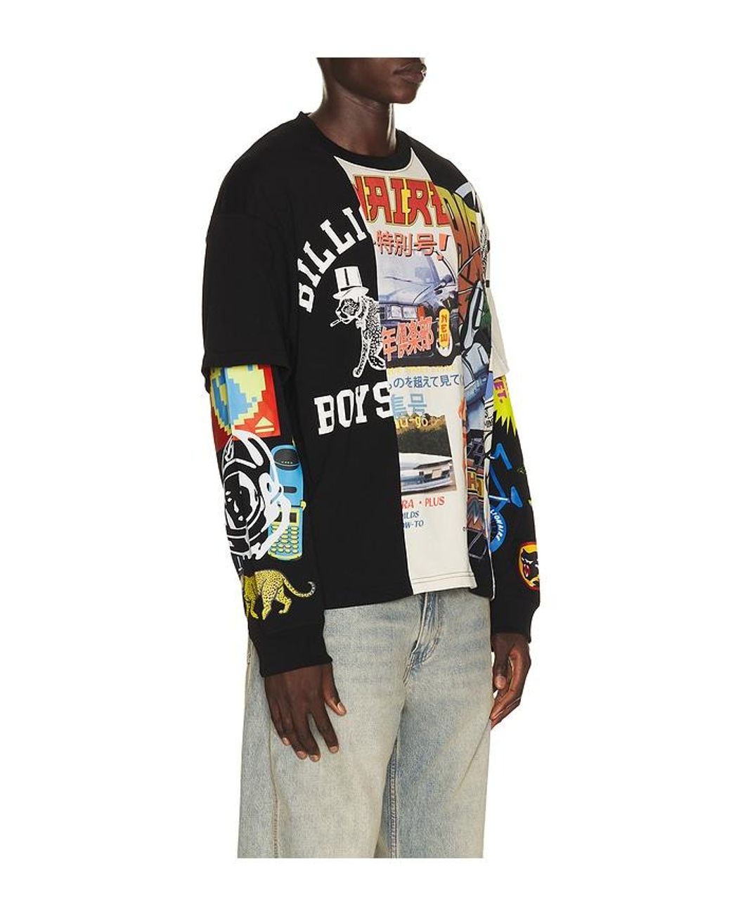 BBCICECREAM Black Original Layered Long Sleeve Tee for men