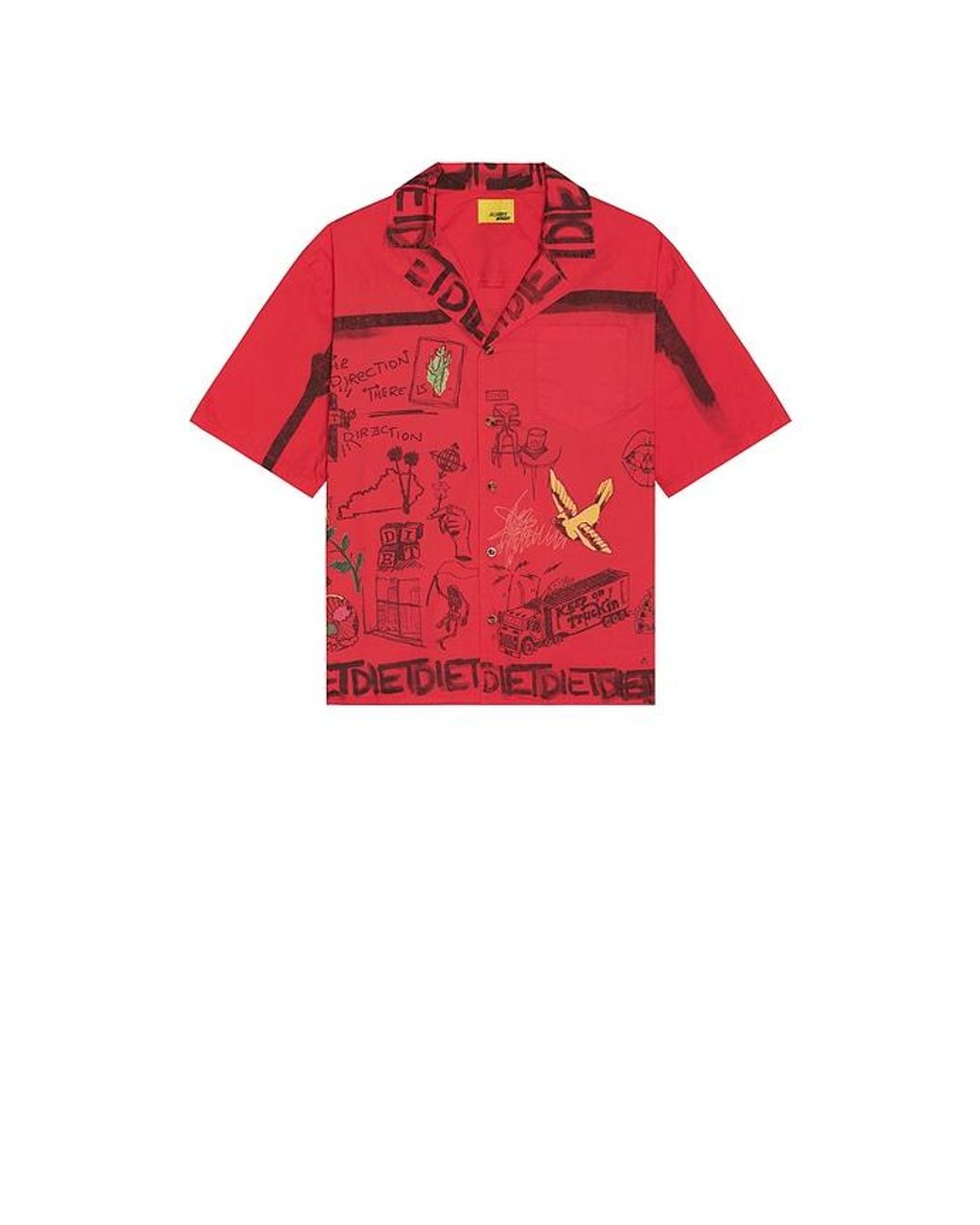DIET STARTS MONDAY Red Doodle Button Up Shirt for men
