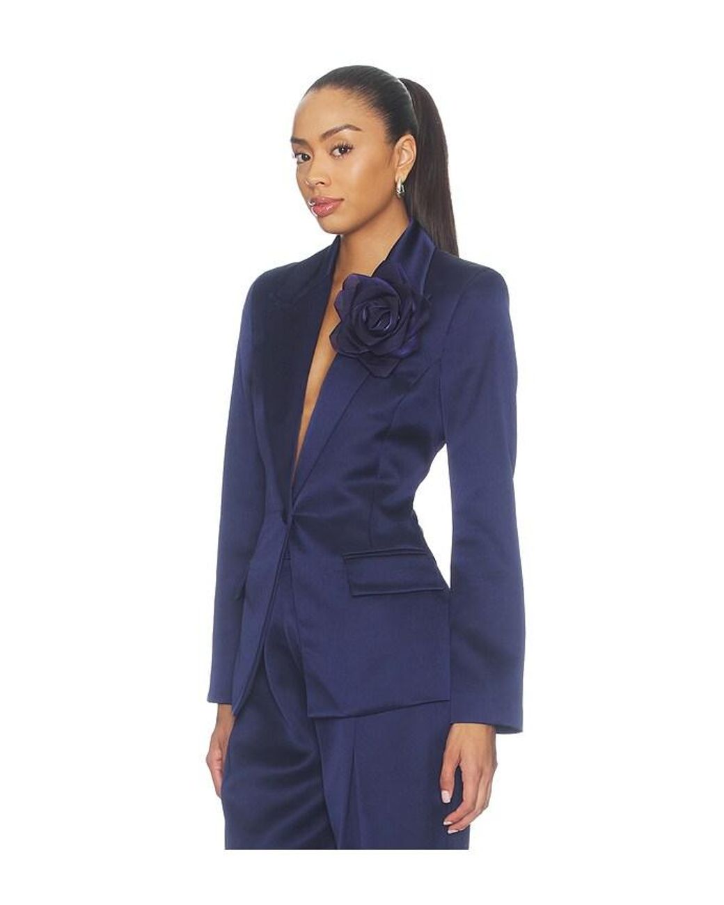 Nadine Merabi Blue Satin Blazer