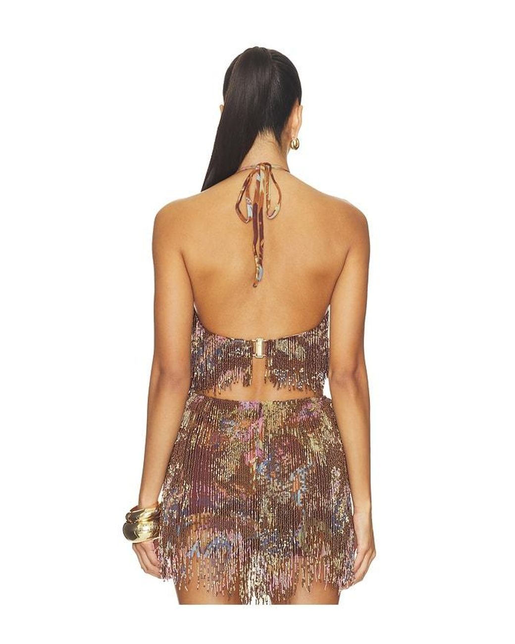 PATBO Brown Boho Print Top