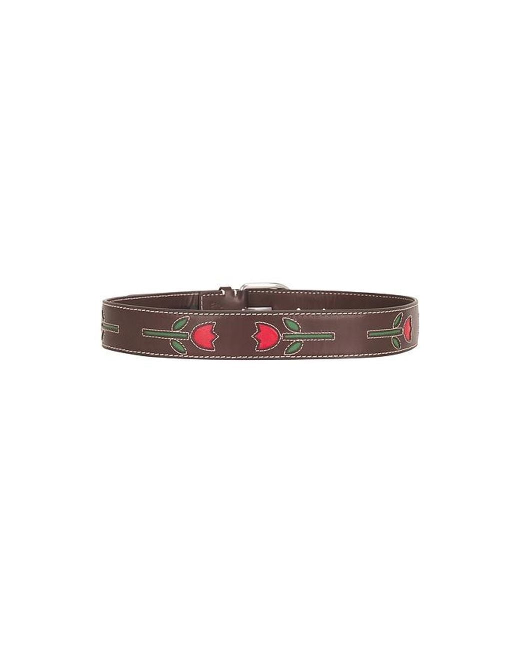 Loeffler Randall Brown Vachetta With Tulips And Hardware Belt
