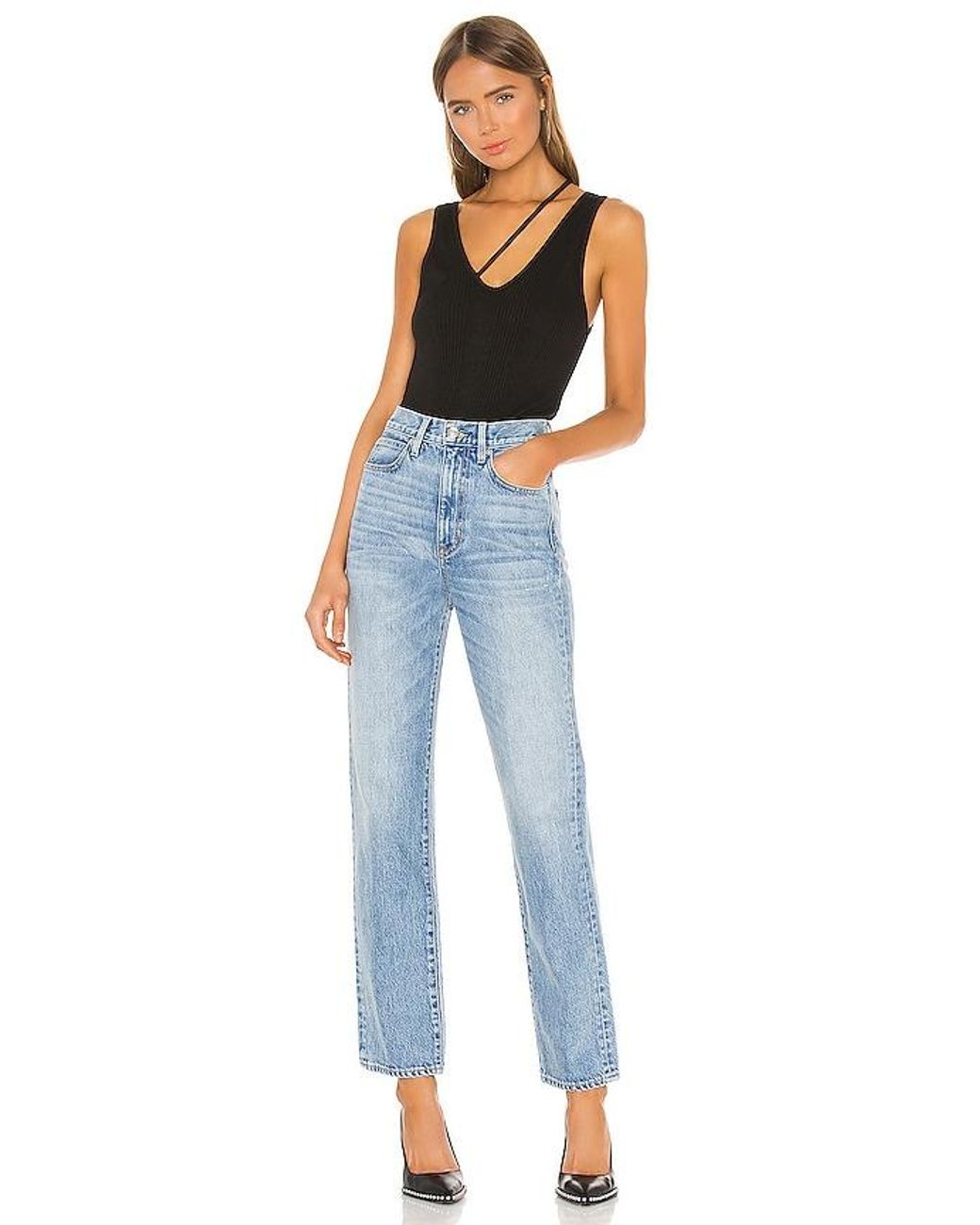 SLVRLAKE Denim Blue London High Rise Straight Jeans