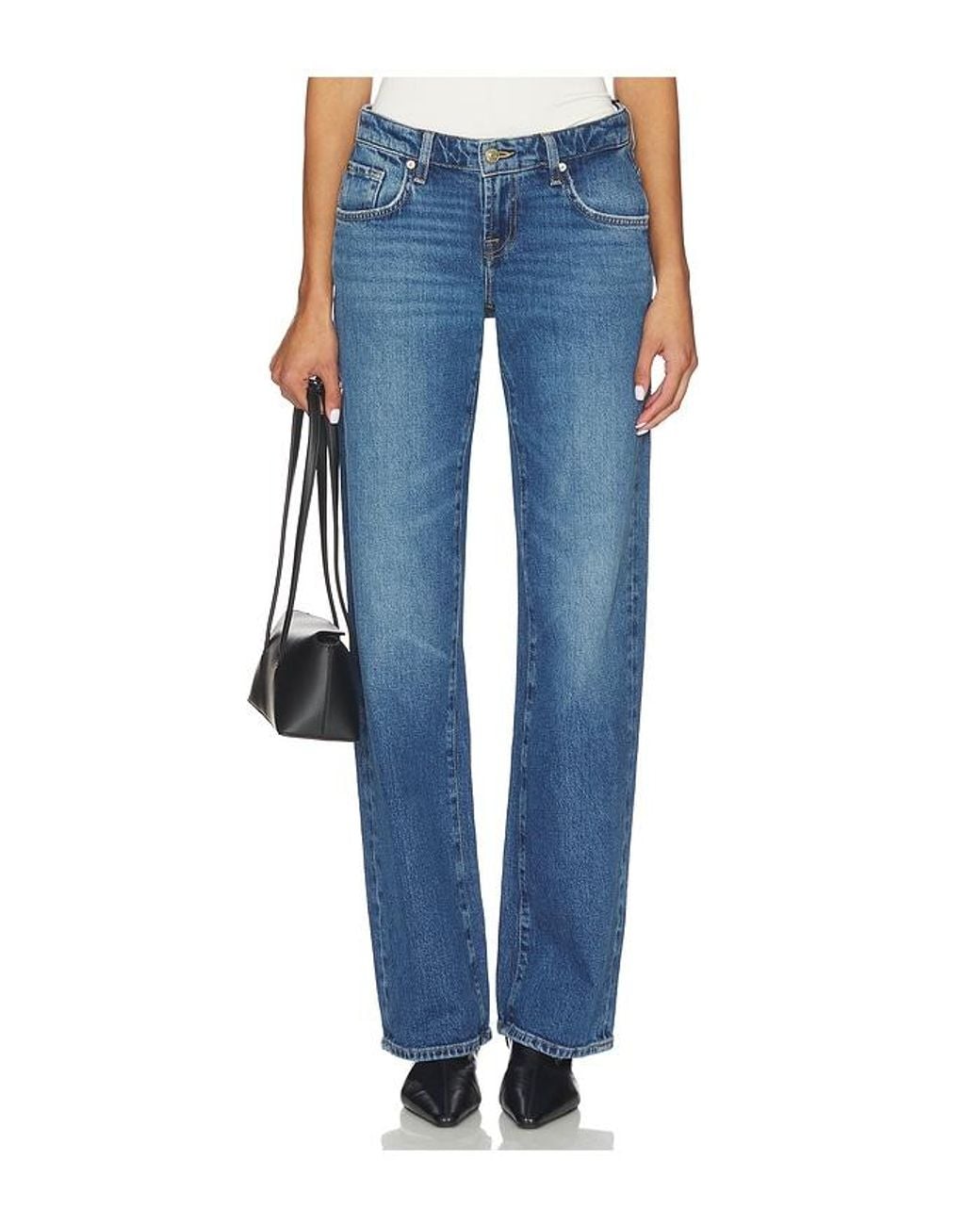 7 For All Mankind Blue Low Straight Leg Jeans