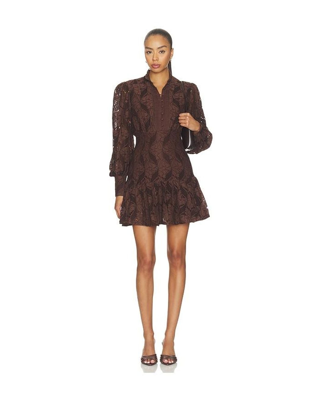 Bardot Brown Remy Mini Lace Dress