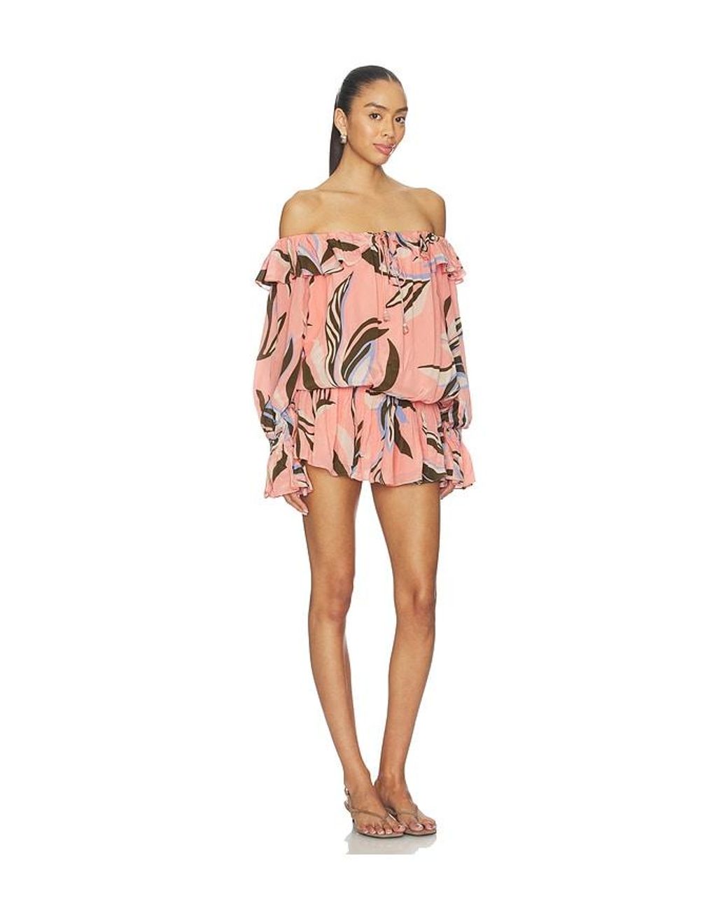 Rococo Sand Orange Off Shoulder Short Dress