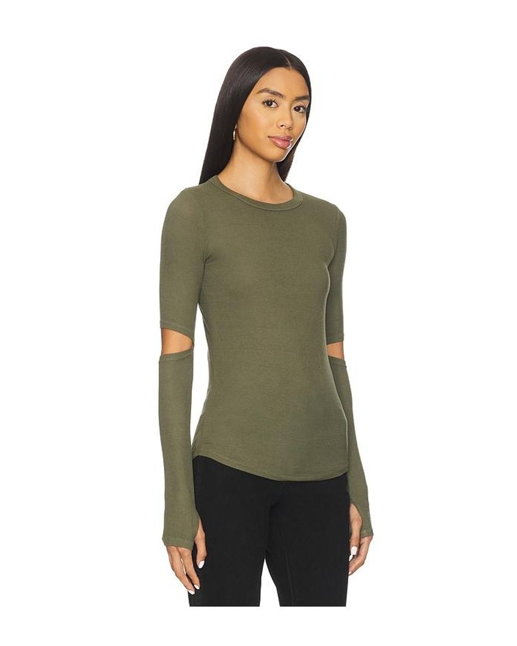 Michael Lauren Green Solomon Long Sleeve Fitted Tee