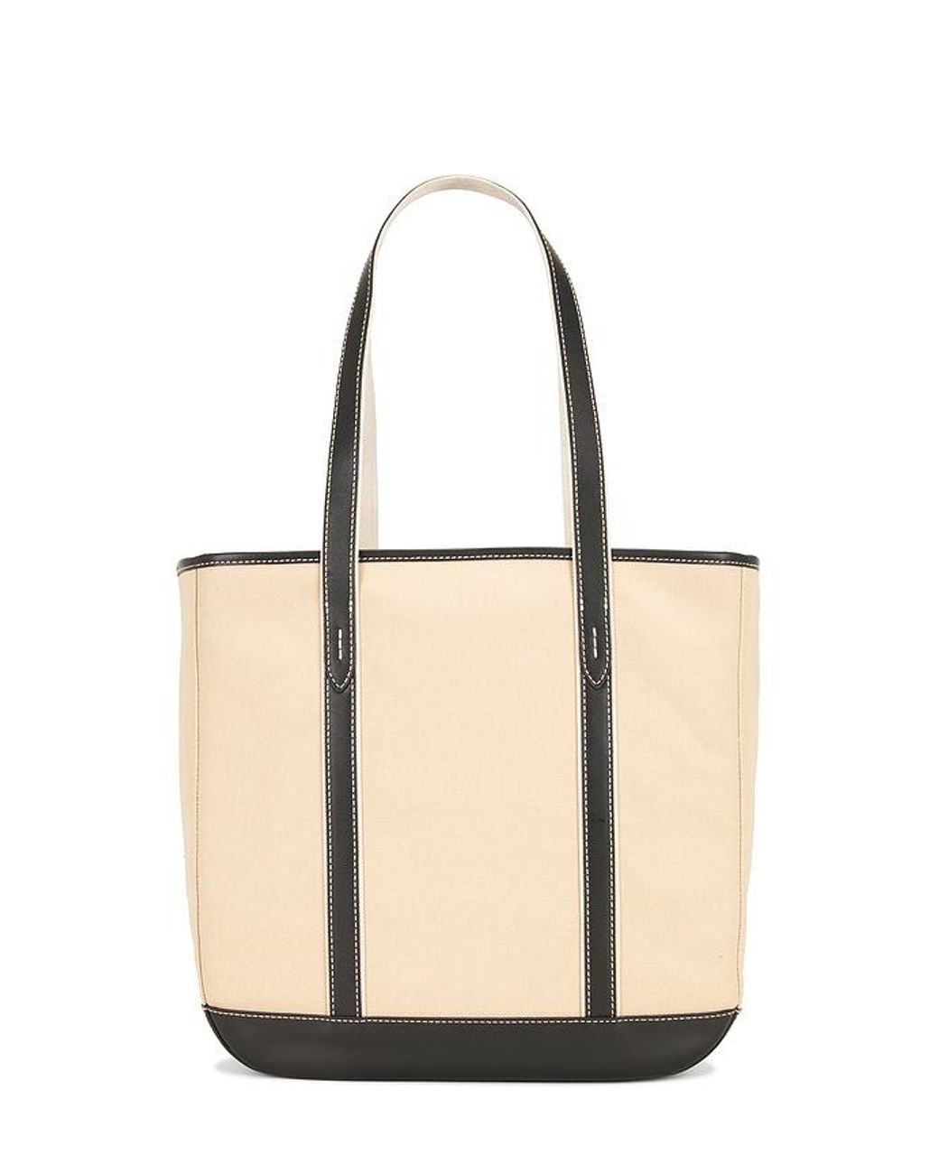 Polo Ralph Lauren Natural Canvas Leather Tote Medium Bag