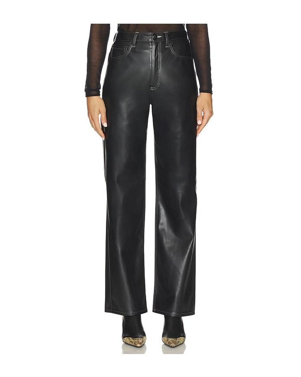 Rag & Bone Black Shea Faux Leather Straight Pant