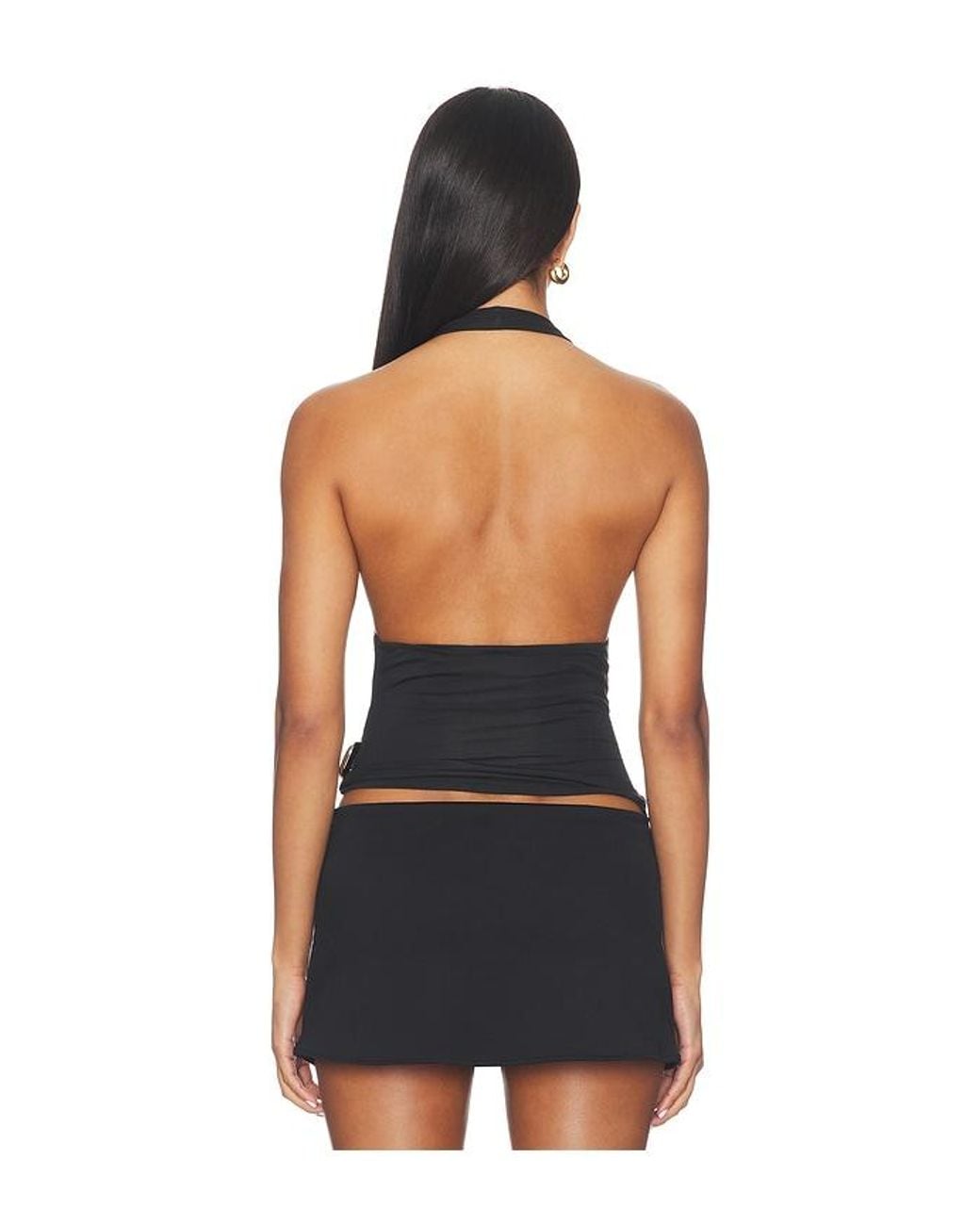 GUIZIO Black Faye Halter Top