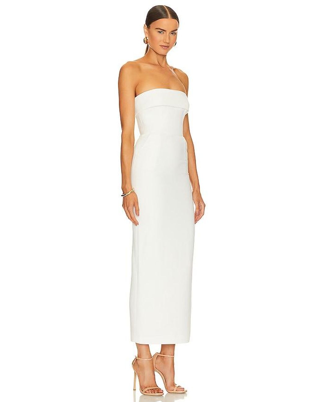 Ilkyaz Ozel White Rhea Midi Dress