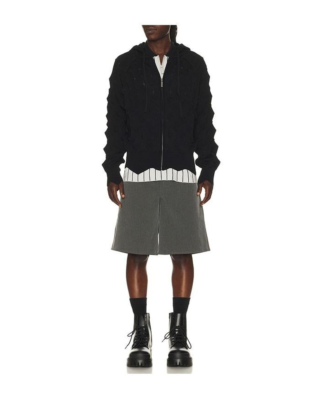 MADFRENZY Spiked Slim Zip Up Hoodie in Black for Men | Lyst UK