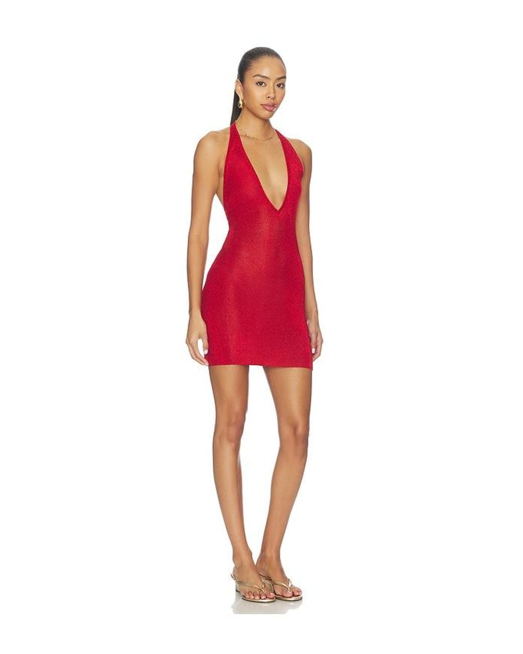 GUIZIO Red Millie Halter Mini Dress