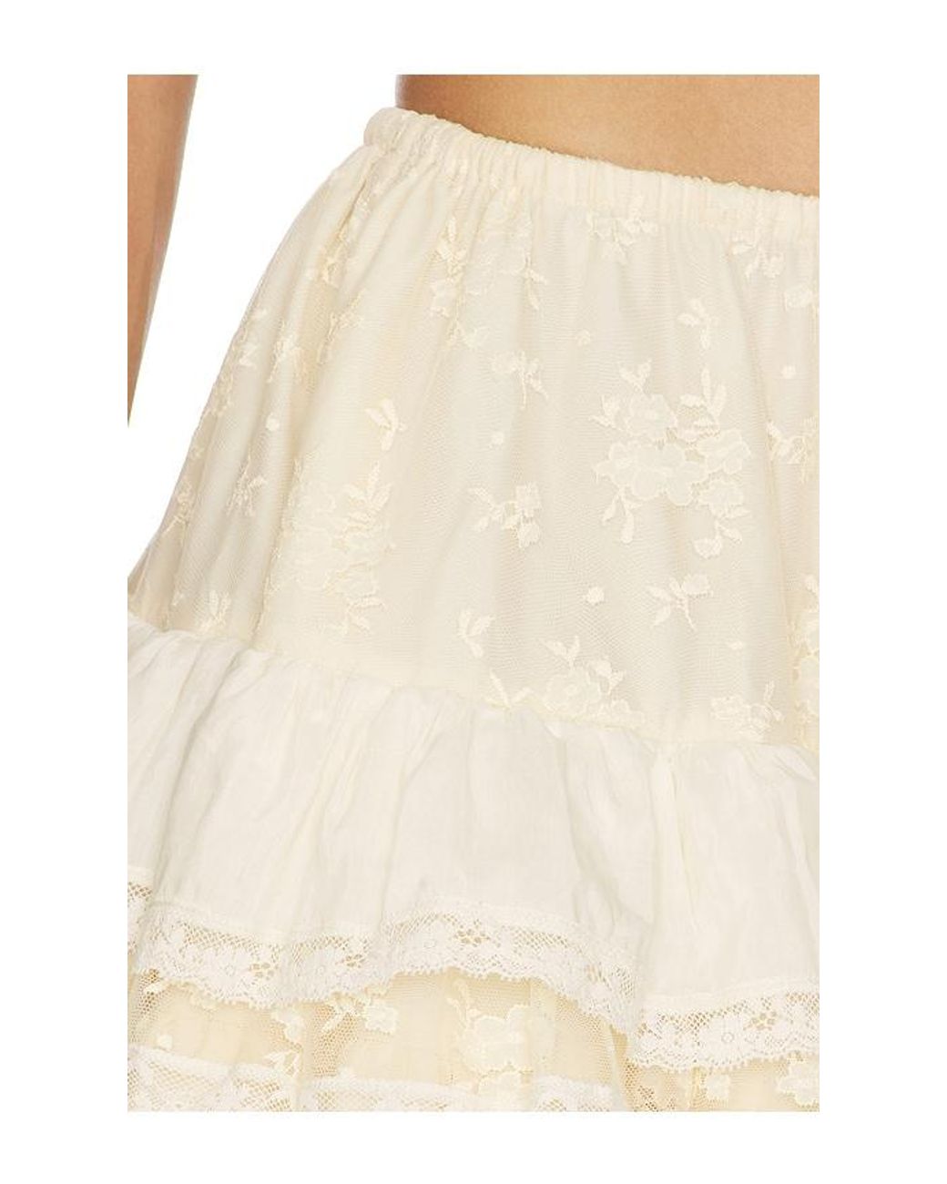 YUHAN WANG Natural Tiered Lace Ruffle Skirt
