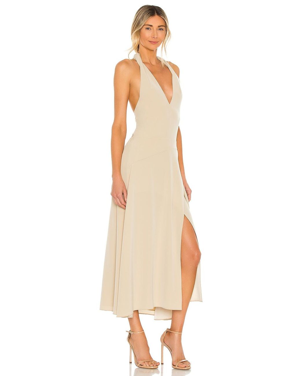 vince tie back paneled halter dress