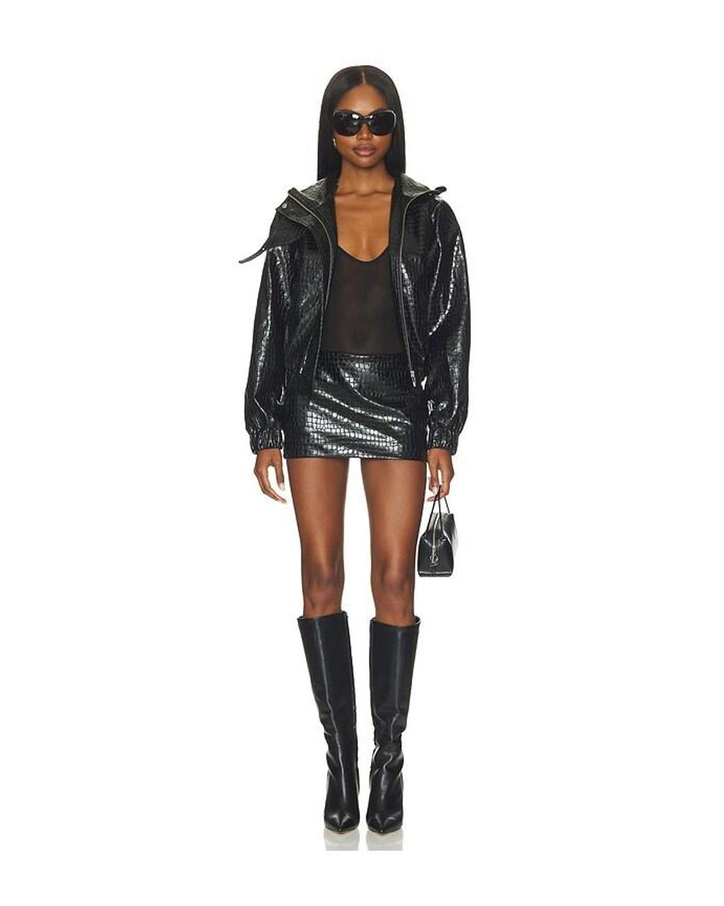 Lovers + Friends Black X Hannah Lizzy Denise Faux Croc Jacket