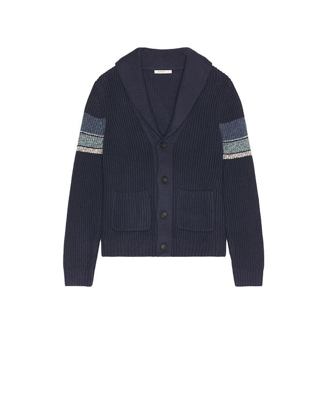 Marine Layer Blue Varsity Shawl Cardigan for men
