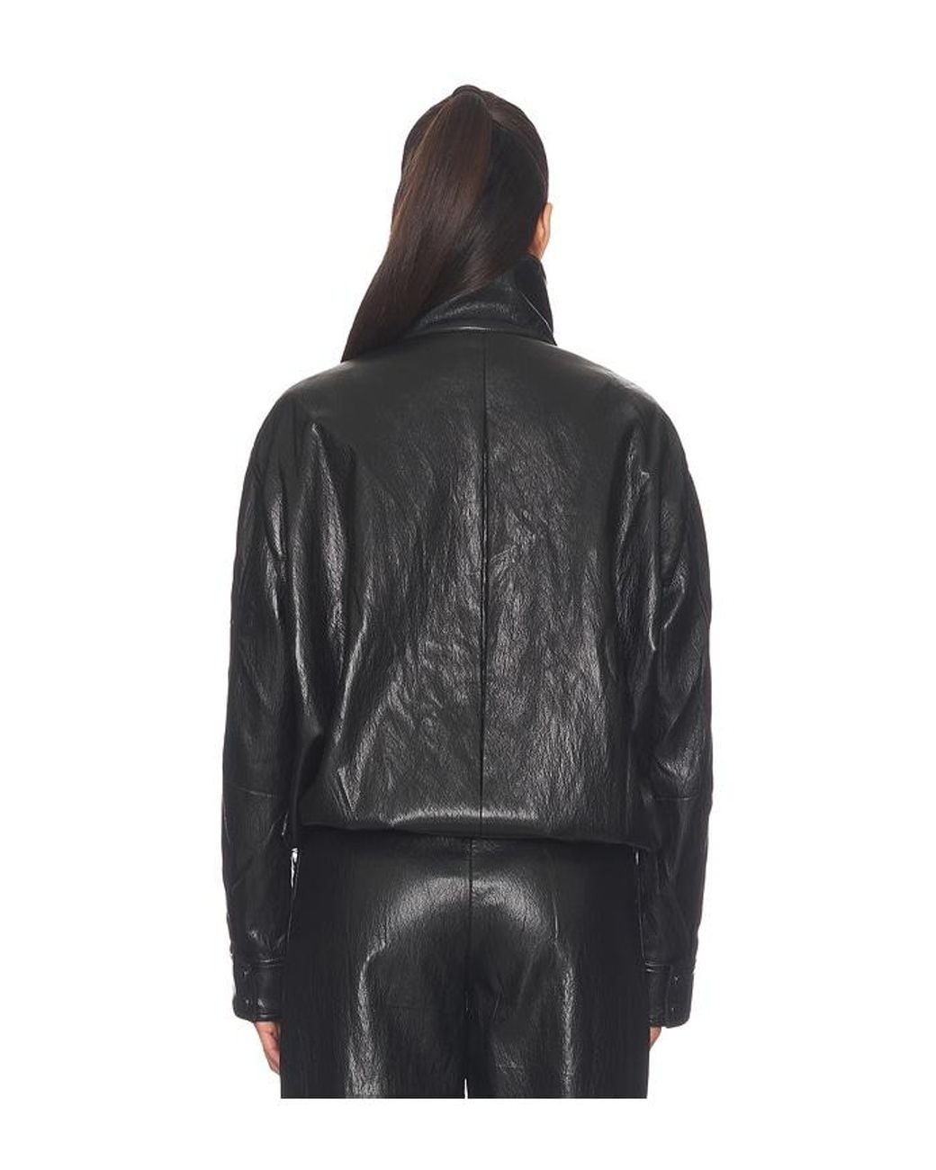 LNA Black Mercer Faux Leather Bomber Jacket
