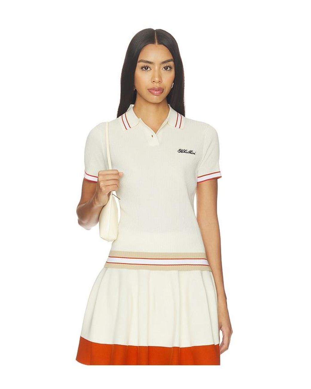 Khalhon White Varsity Tipped Rib Polo