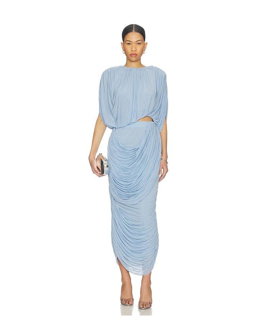 Magda Butrym Blue Draped Midi Skirt