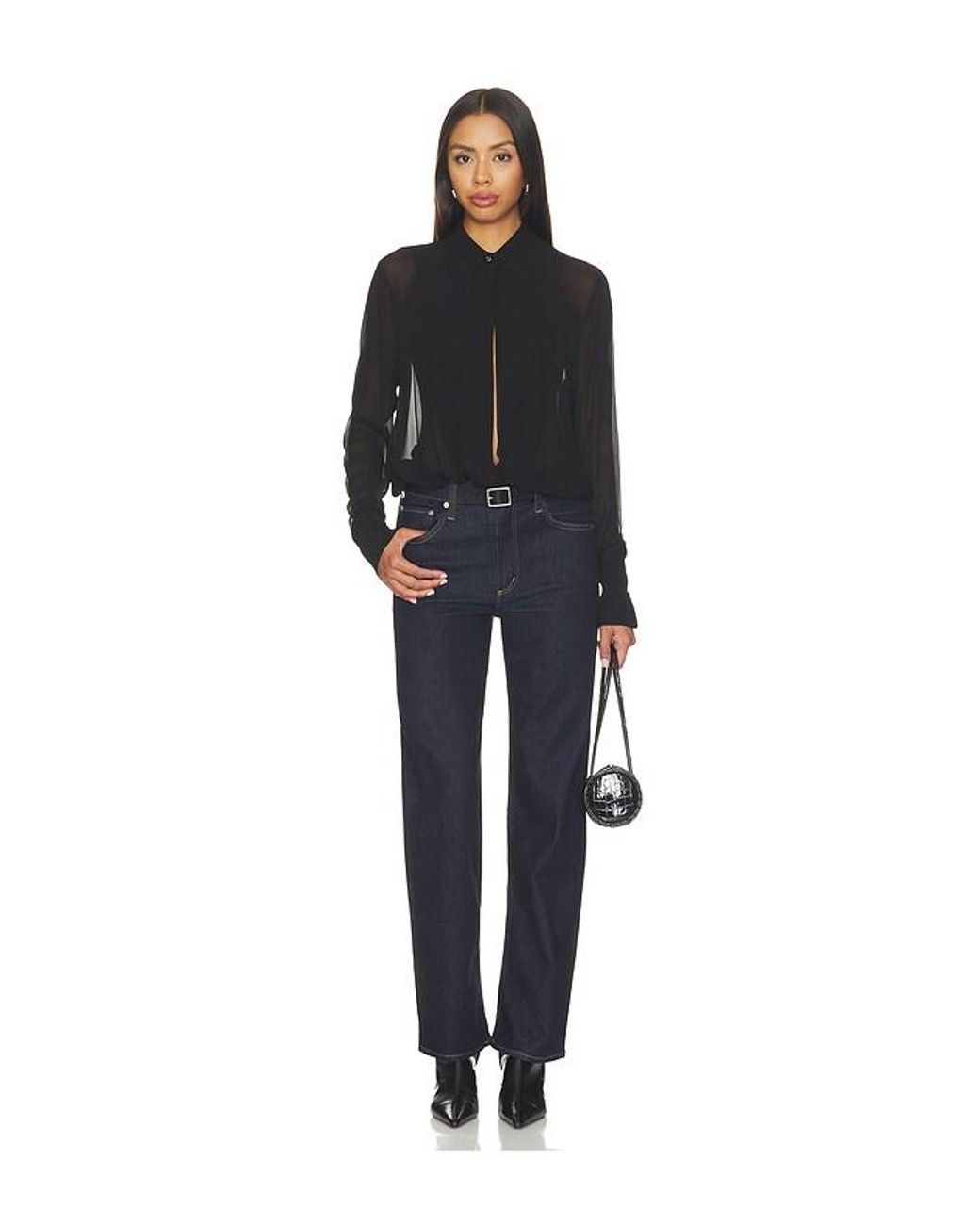 ÉTERNE Black Vivi Viscose Georgette Blouse