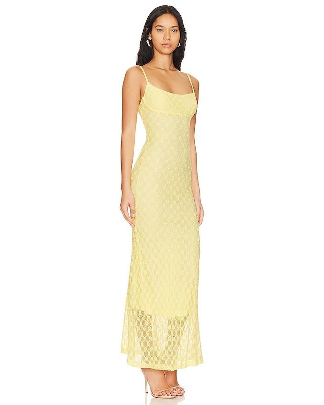 Bardot Yellow Adoni Mesh Maxi Dress