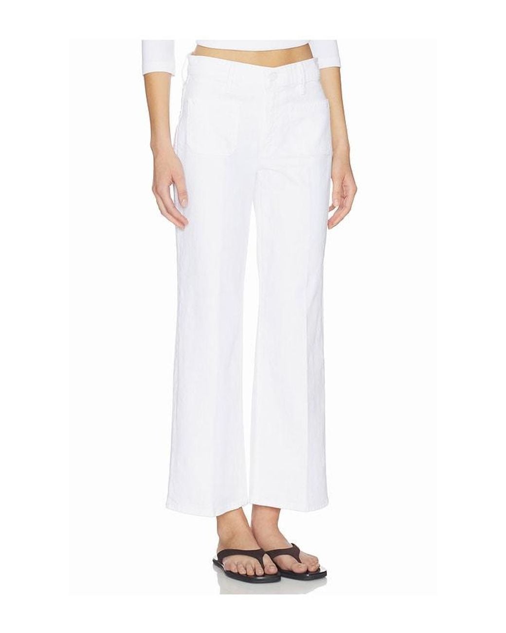 Mother White The Patch Pocket Mid Rise Maven Ankle Jeans