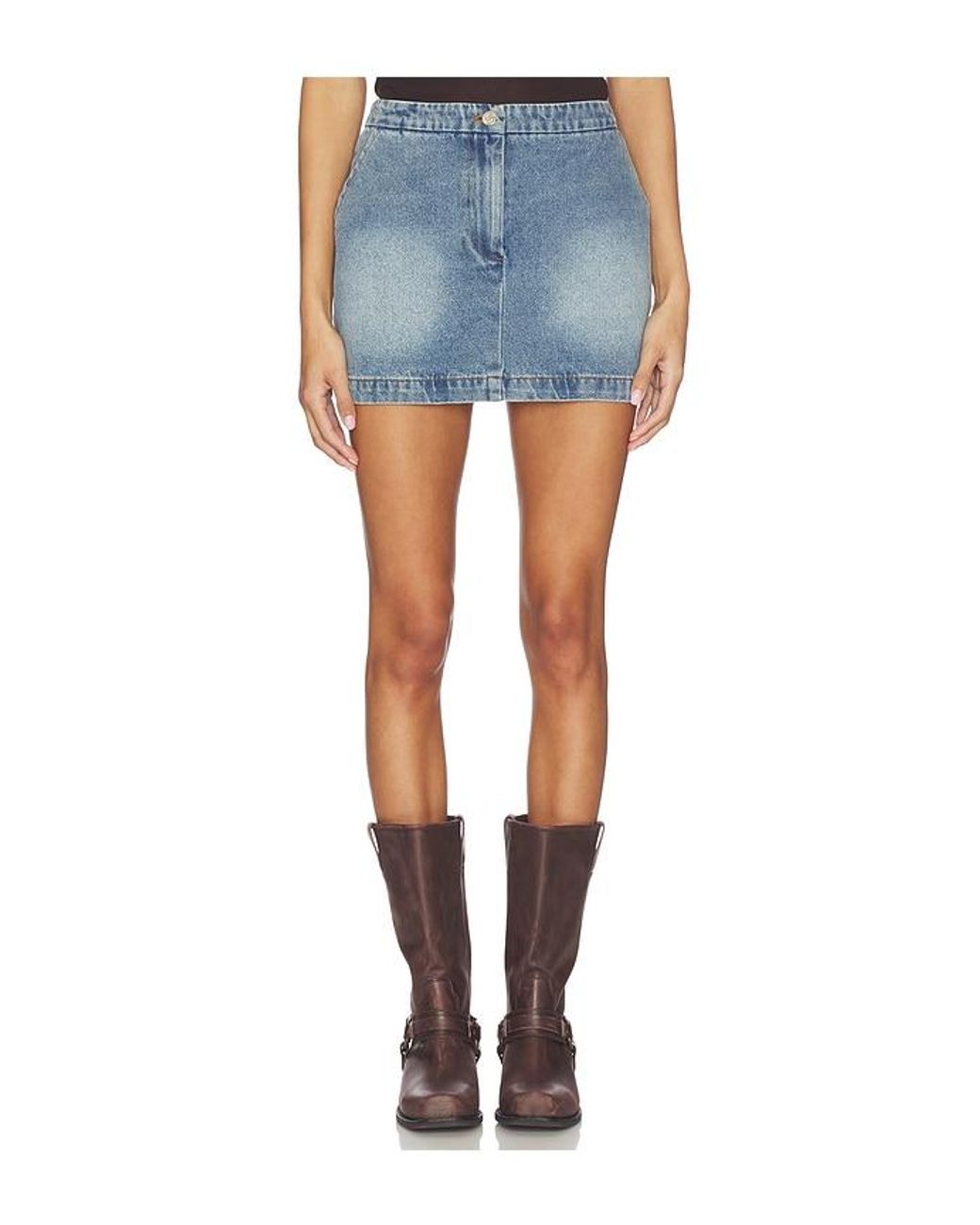 Line & Dot Blue Mottle Mini Skirt