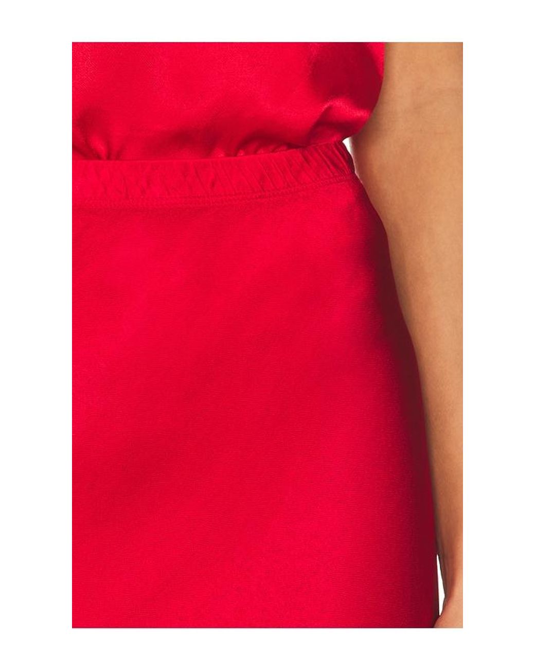 Bobi Red Midi Bias Cut Skirt