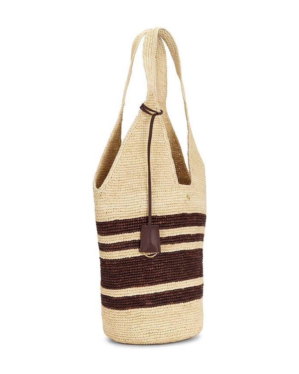 Anine Bing Natural Leah Stripes Hobo Raphia Bag