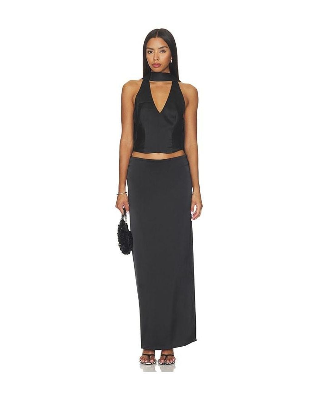 Lioness Black Front Row Maxi Skirt