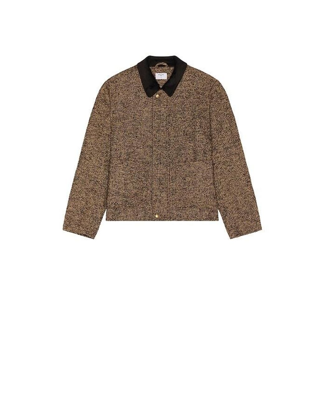 Percival Brown Herringbone Boxy Cropped Jacket for men