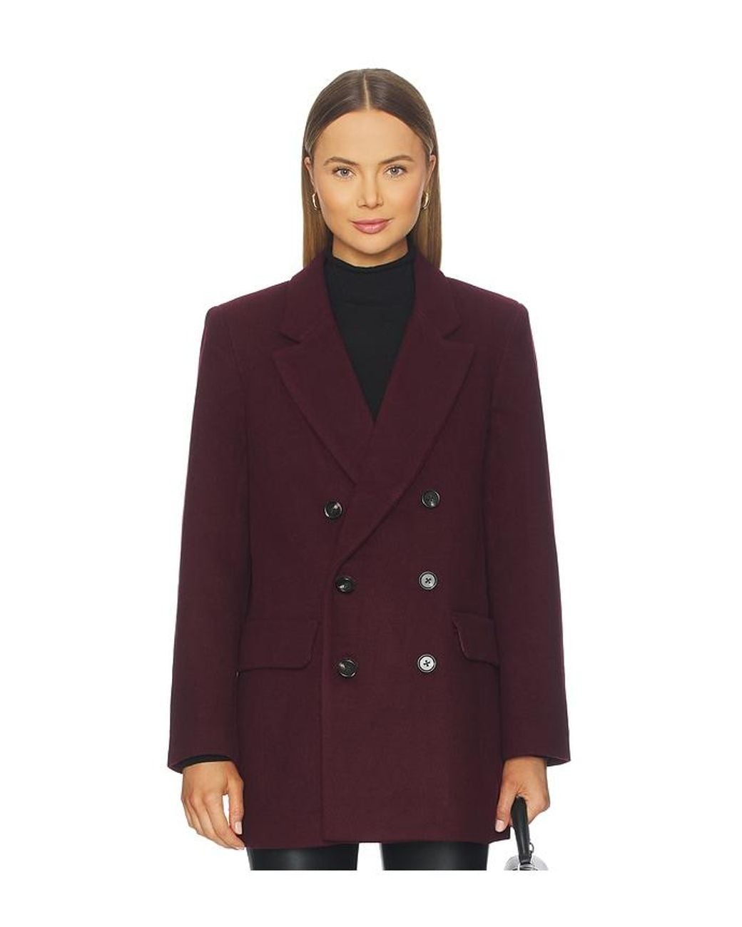 Pistola Purple Emory Short Double Breasted Wool Coat